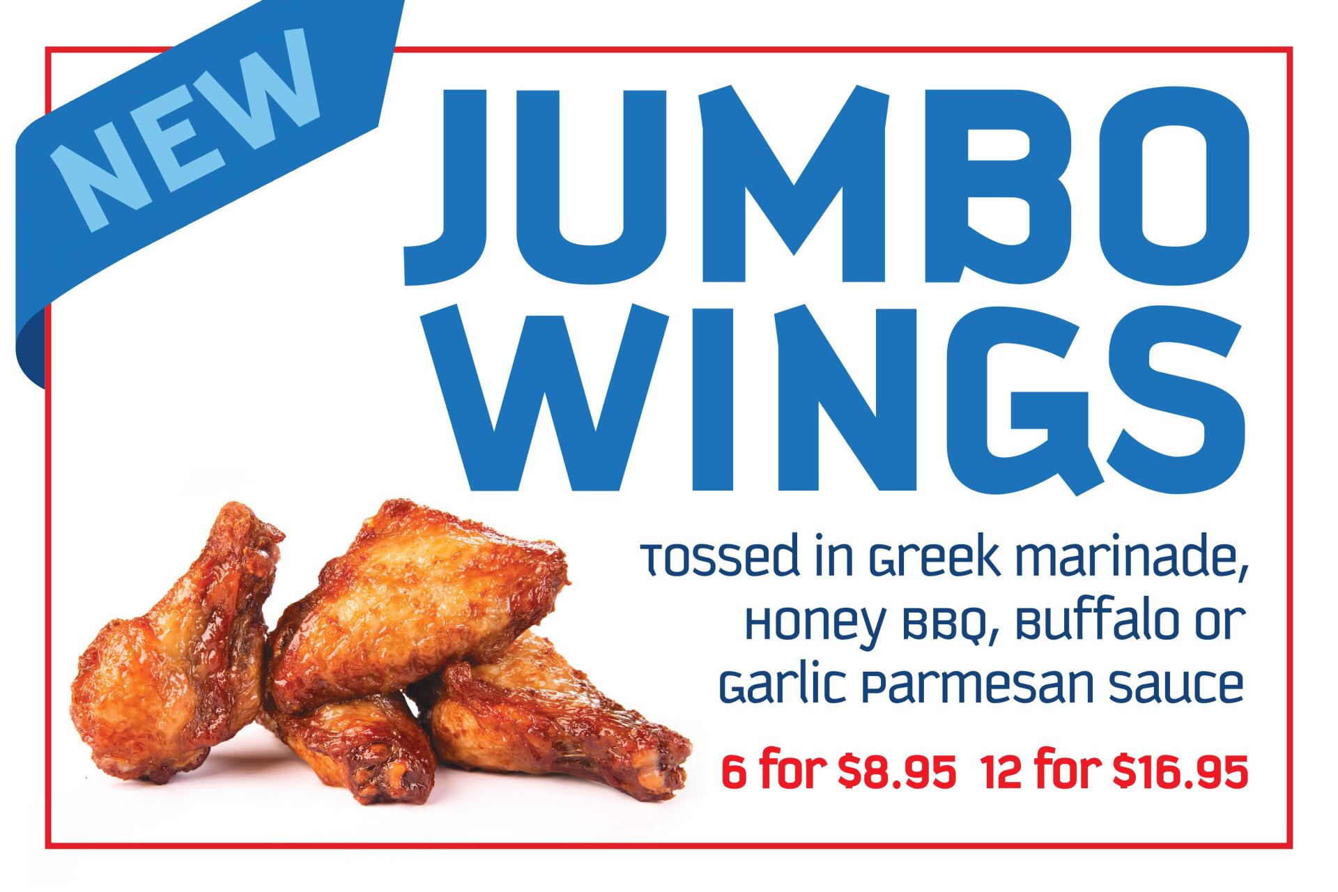 jumbo wings sauce options and prices