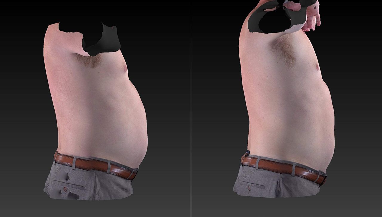 Side view of a man with smaller tummy