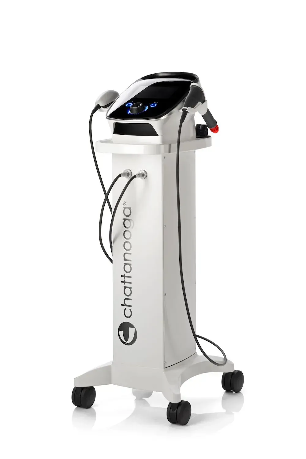 White Chattanooga medical therapy machine on a wheeled stand