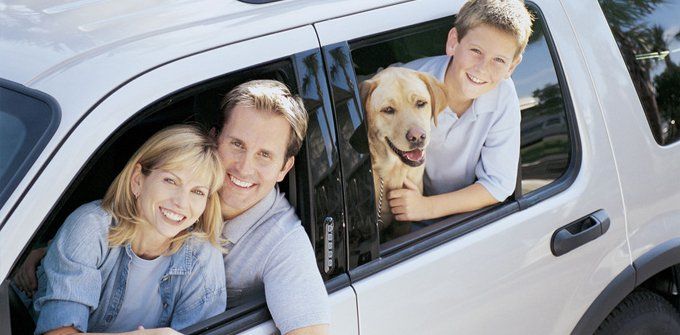 happy family in car