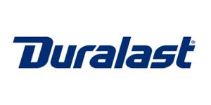 Duralast logo in blue lettering on a white background