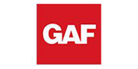 Red GAF logo with white letters on a red square background