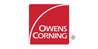 Owens Corning logo in white on a red square background