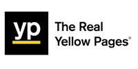 Logo for The Real Yellow Pages, featuring white letters 