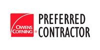 Owens Corning Preferred Contractor logo with red square icon and black text on a white background.