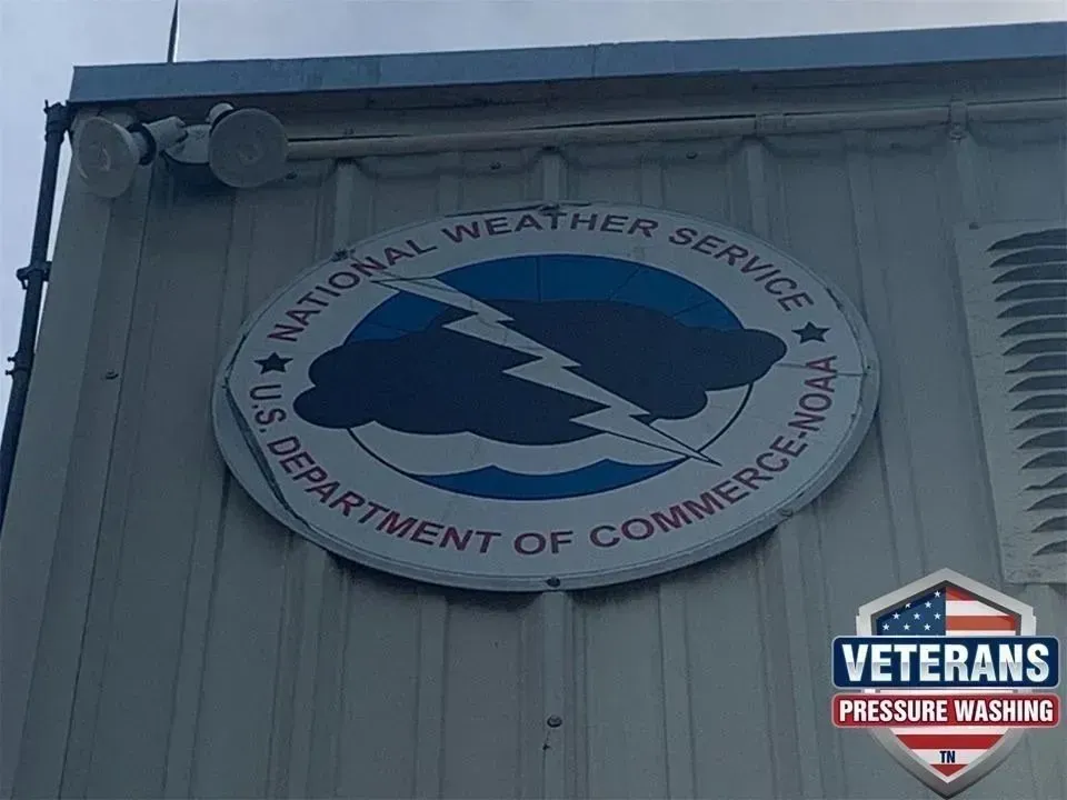National Weather Service logo on a building, with the 