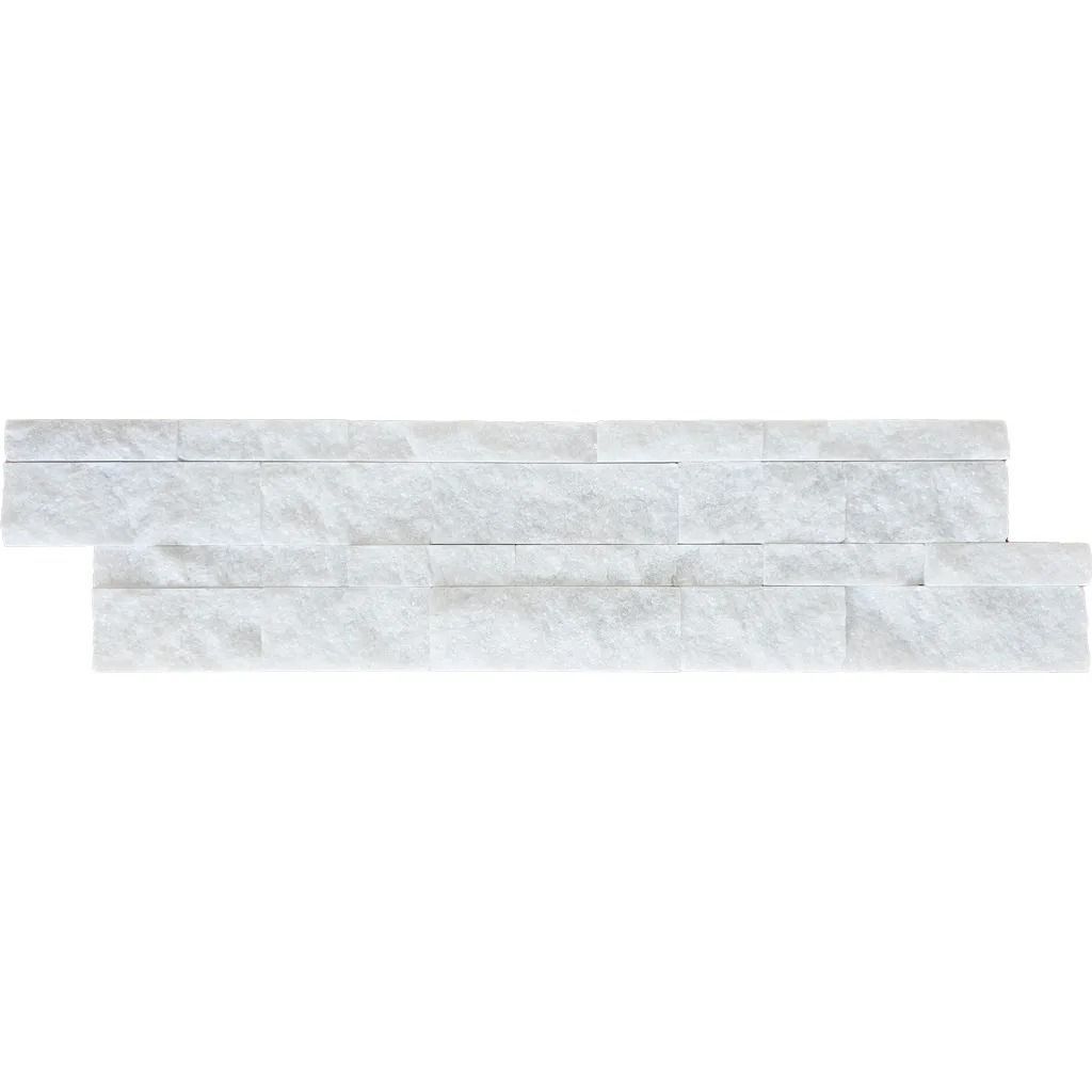 White stacked stone tile panel.