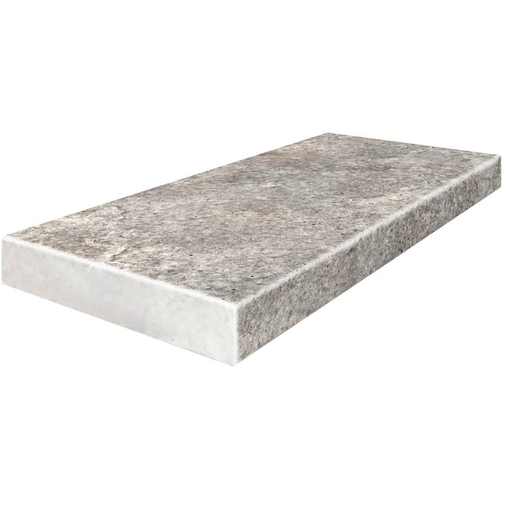 Concrete slab, gray, with a white edge.