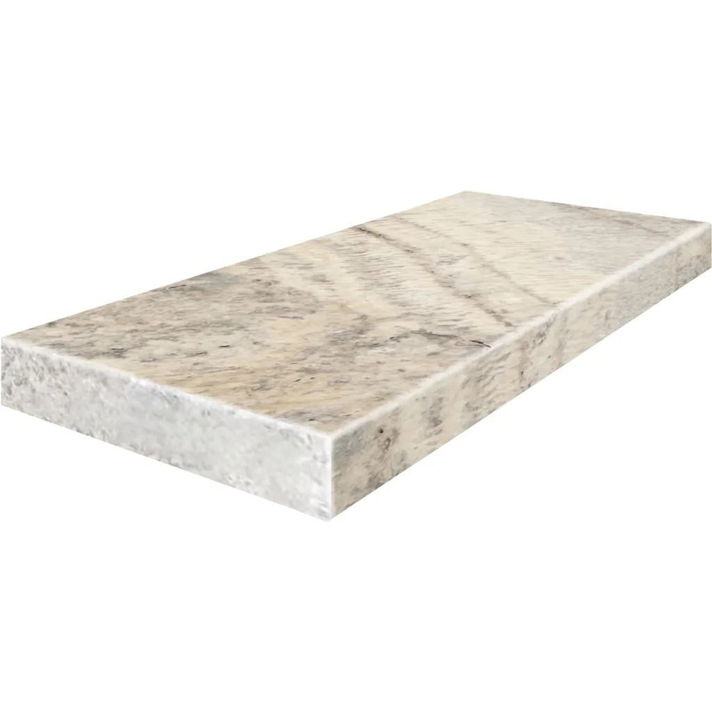 Rectangular marble slab, white with gray veining.