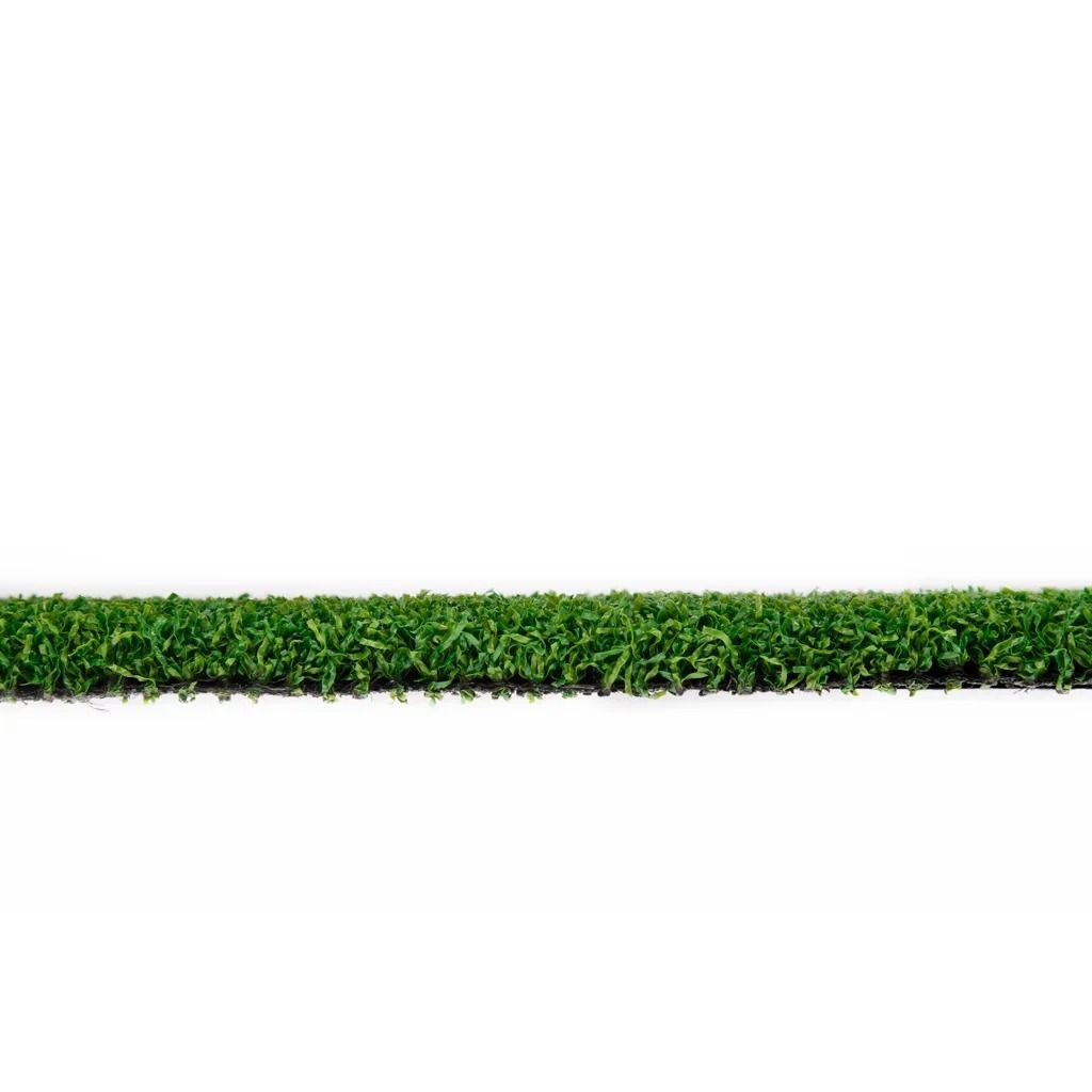 Green strip of artificial turf against white background.