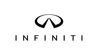 Infiniti logo: a stylized infinity symbol above the brand name in black, sans-serif font.