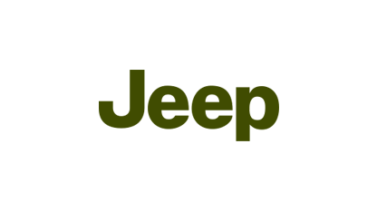Jeep logo in dark olive green on a white background.
