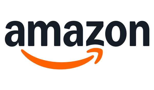 Amazon logo with black wordmark and orange smile arrow on white background