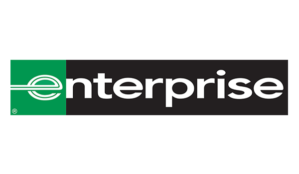Enterprise logo on black bar with green square emblem on the left
