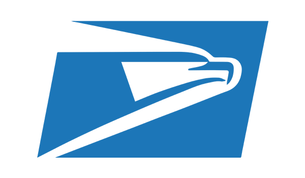 Stylized blue eagle logo with a white wing and beak on a blue trapezoid background