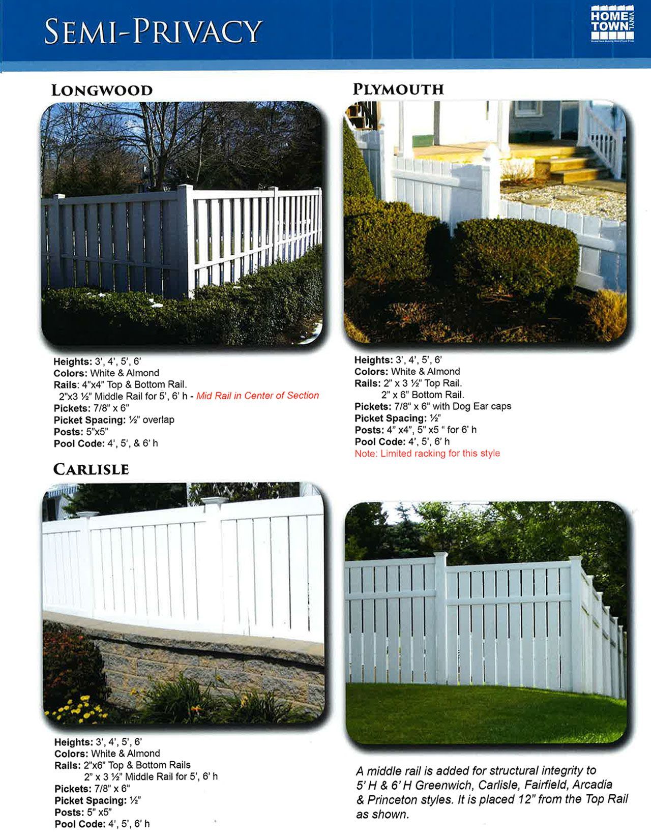 A brochure for semi-private fences shows different types of fences