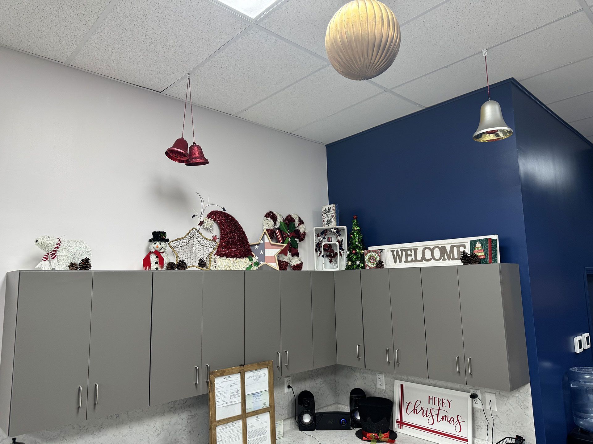 PHC Christmas decorations on top of cabinets