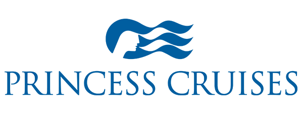 Princess Cruises logo featuring a blue wave design with a silhouette and the words