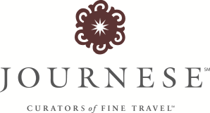 Journese logo: Brown floral design above