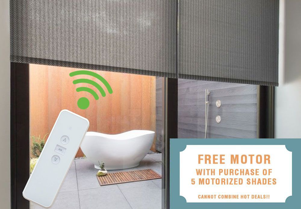 There is a free motor with purchase of 5 motorized shades.