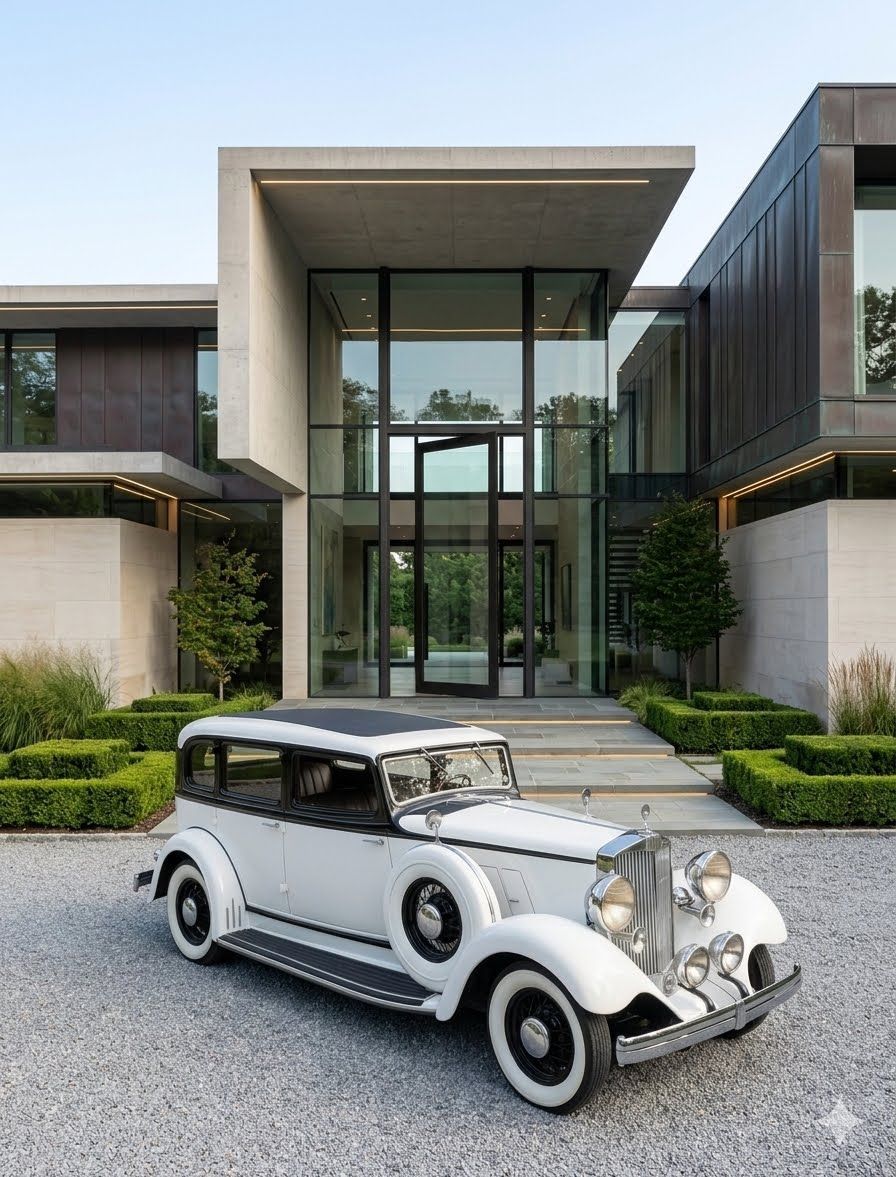 A 1932 Packard 900 in white and black front exterior view