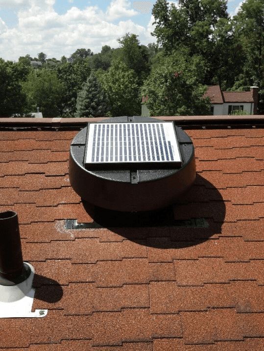 A solar panel is sitting on top of a roof