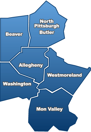 A map of the north pittsburgh butler area