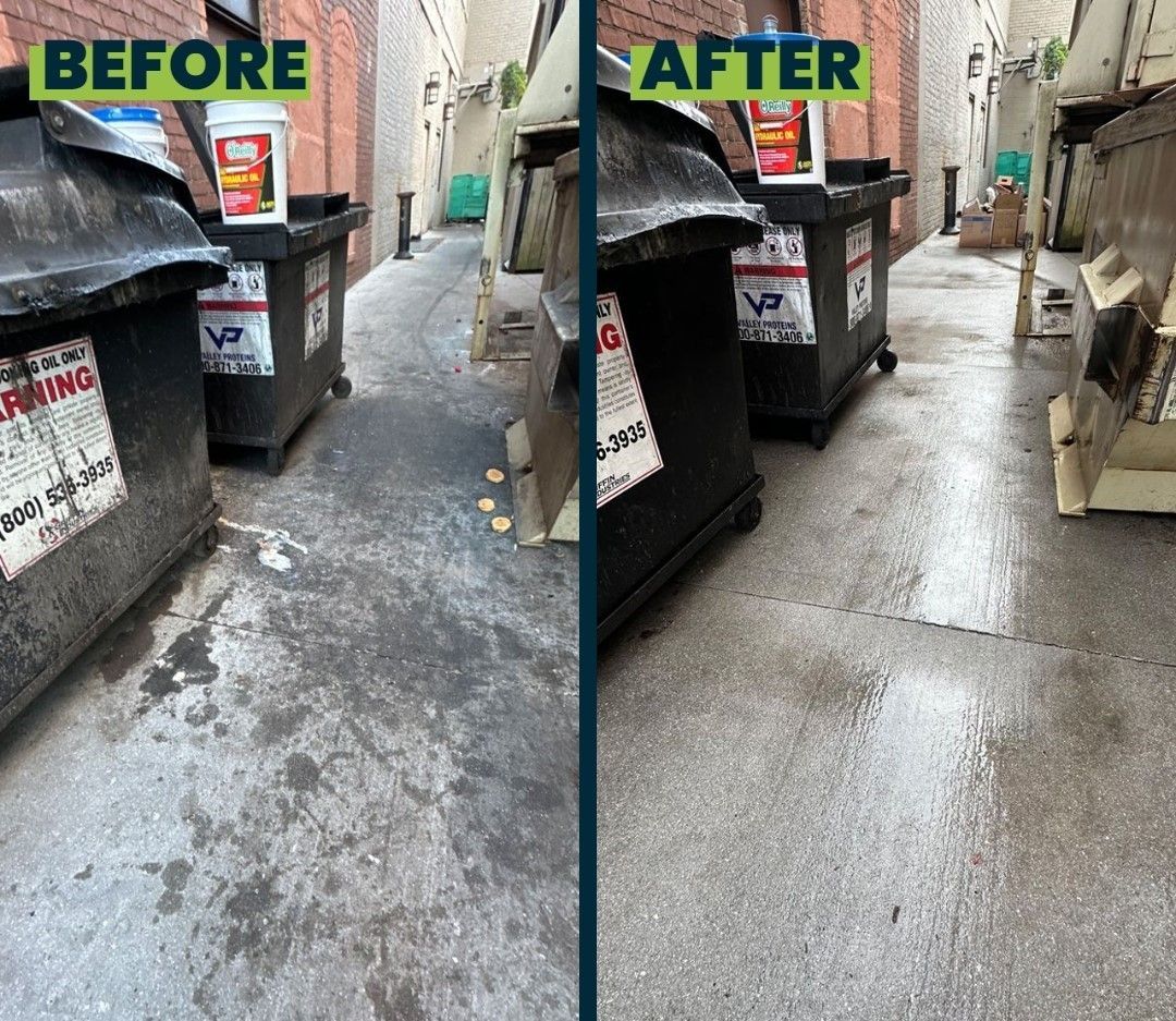 A before and after picture of a white house.