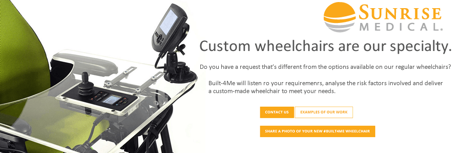 a website for sunrise medical shows a wheelchair on a table