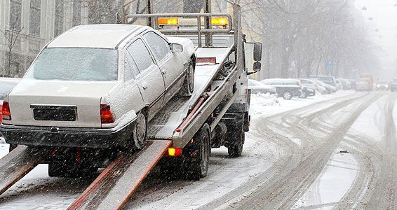 Auto towing in snow
