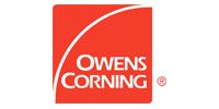 The logo for owens corning is a red square with a white line going through it.