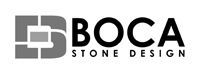 BOCA Stone Design logo in black, gray, and white with a stylized stone icon