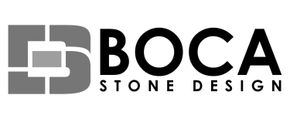 BOCA Stone Design logo in black and gray with stylized geometric emblem