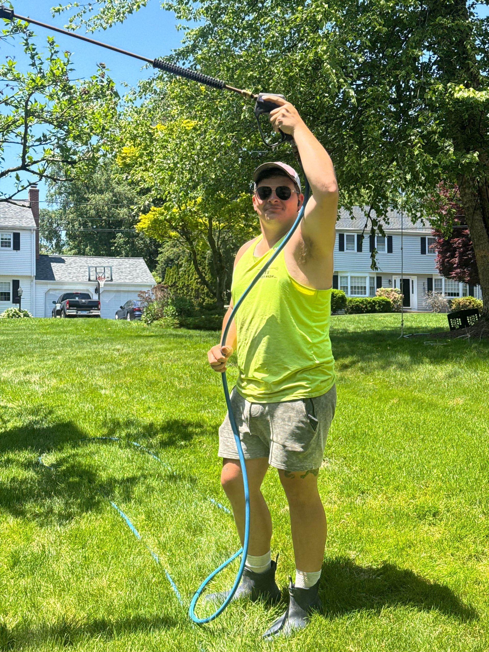 Power washing on floor
