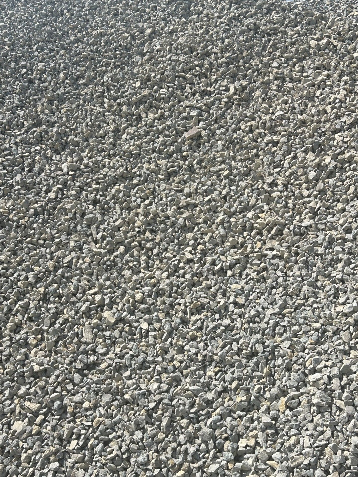 Gravel, varying shades of gray and beige, covers the ground, creating a textured surface.