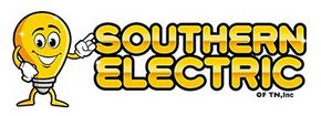 Yellow cartoon mascot pointing beside “Southern Electric” logo in black and gold text