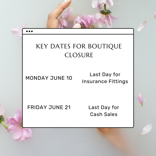 A person is holding a sign that says key dates for boutique closure
