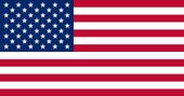 American flag with red and white stripes and blue canton with white stars.
