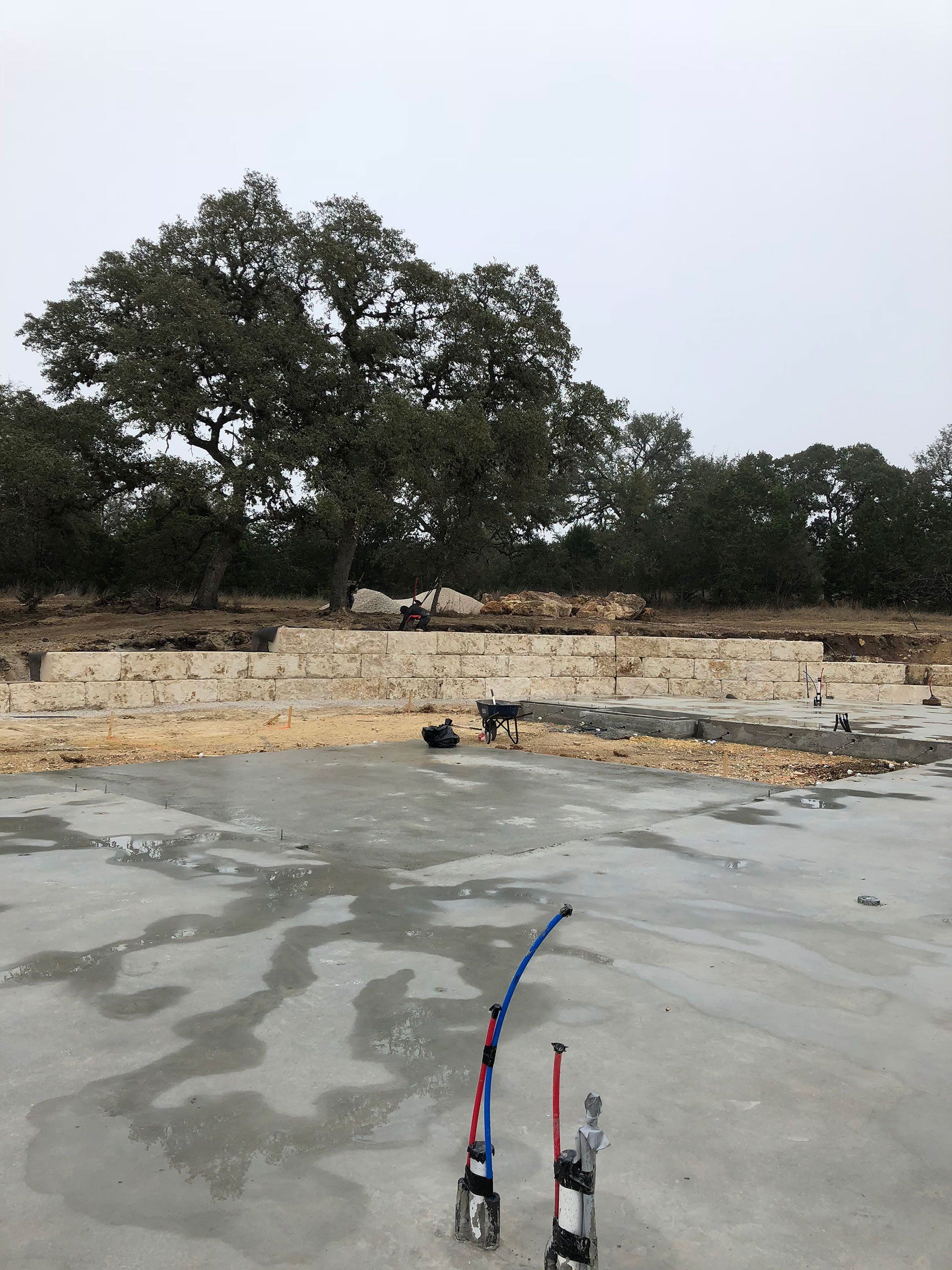 Retaining wall in progress