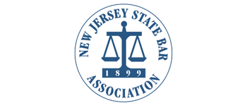 New Jersey State Bar Association logo: Scales of justice in a blue and white circular emblem.