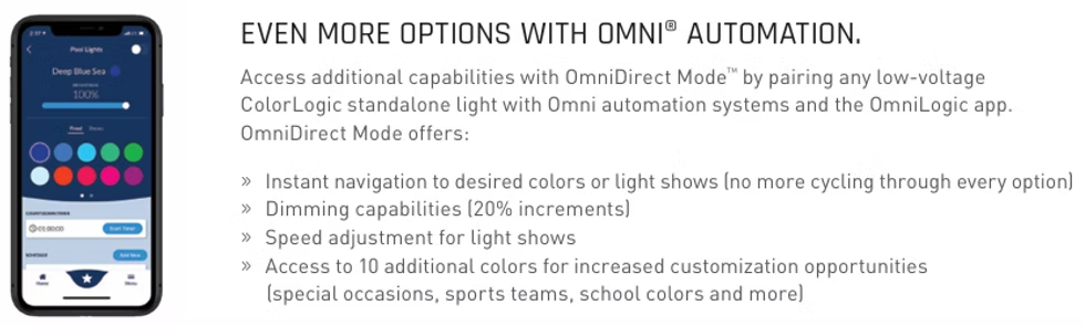 Smartphone app controls colorful lights. Features include color selection, dimming, and speed adjustments.