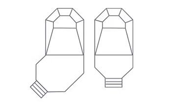Two architectural top-down diagrams of pools with geometric shapes and integrated stairs, shown in black outline.