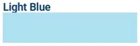 A horizontal light blue rectangular swatch labeled 
