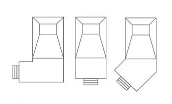 Three line drawings show different pool shapes with stairs on the left, bottom, and angled sides.