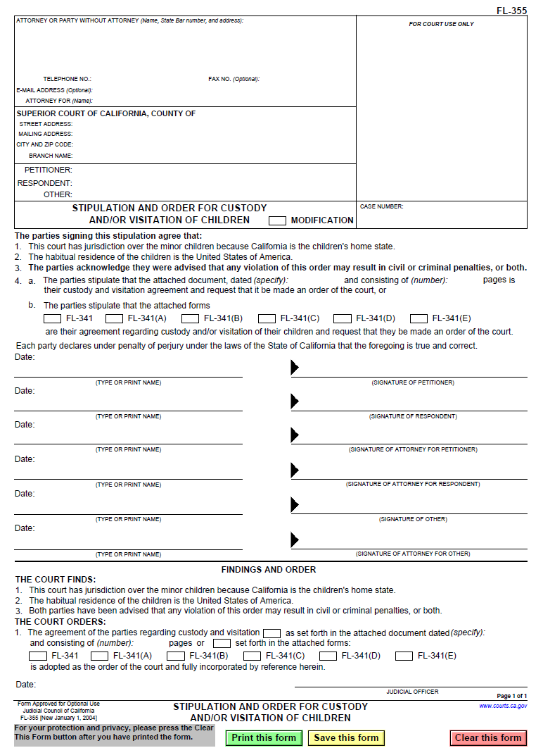 Child custody form