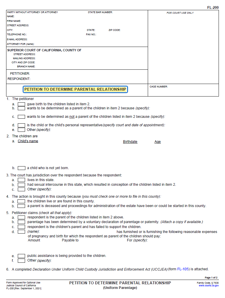 Paternity form