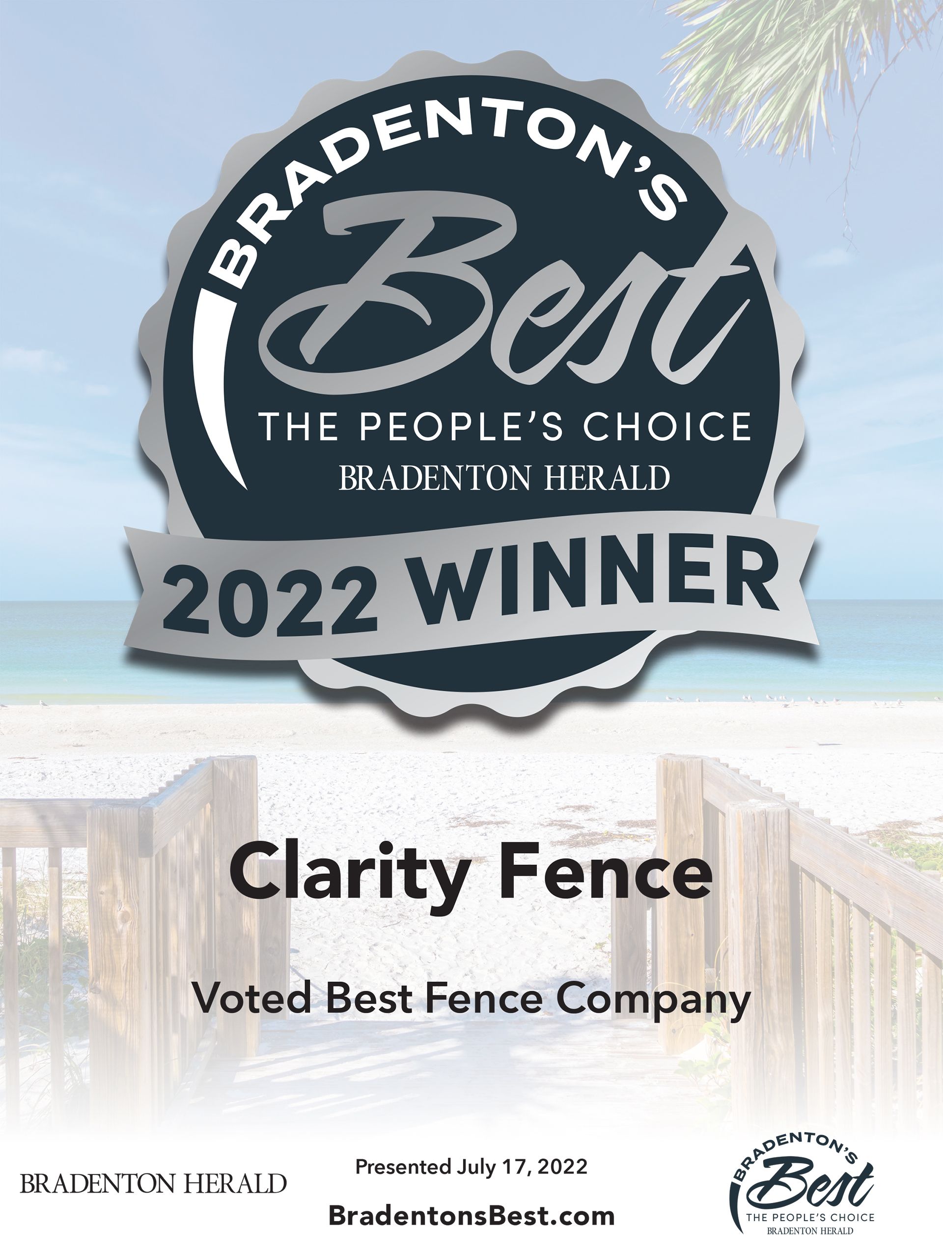 Bradenton's Best 2022 Winner Voted Best Fence Company