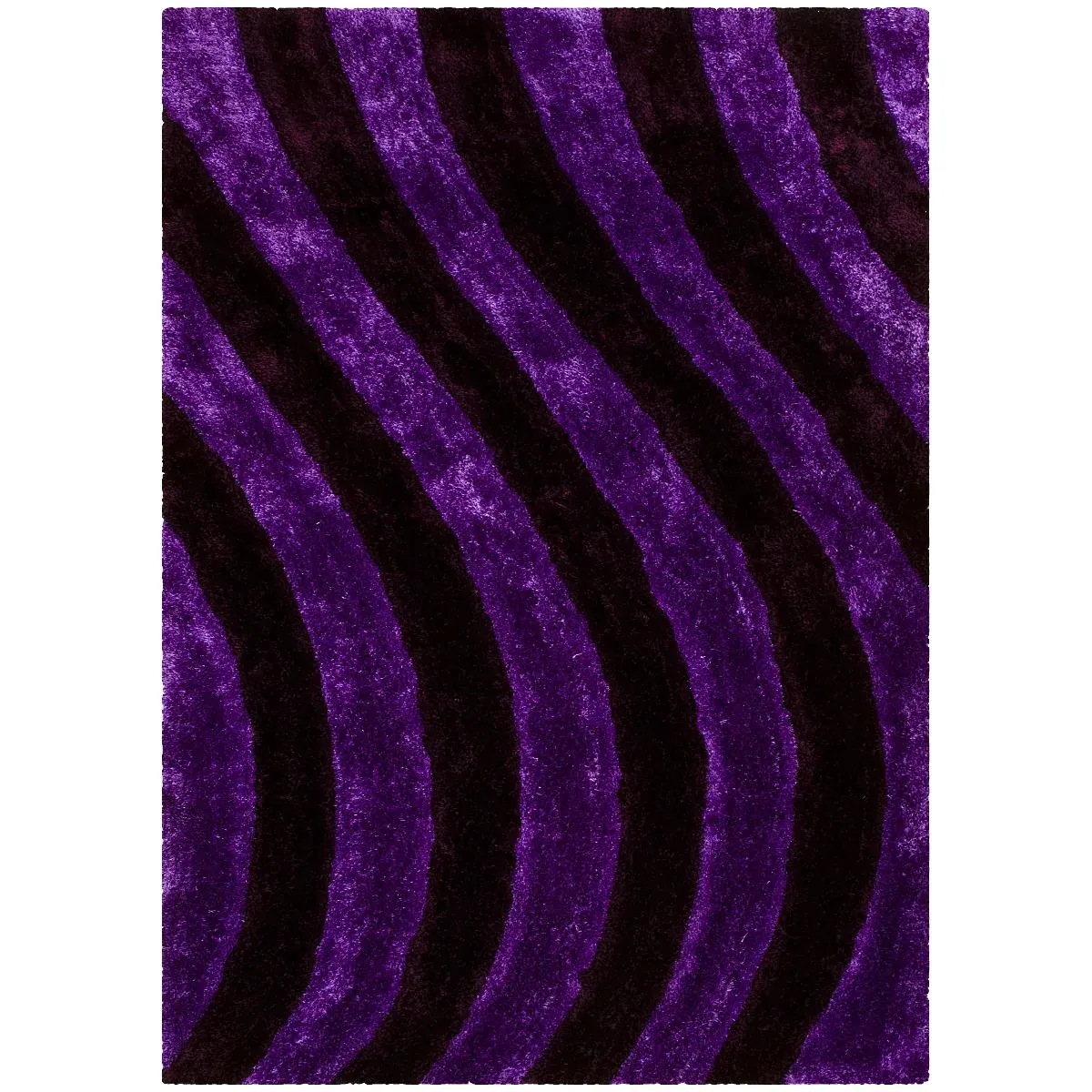 A purple rug with black stripes on it