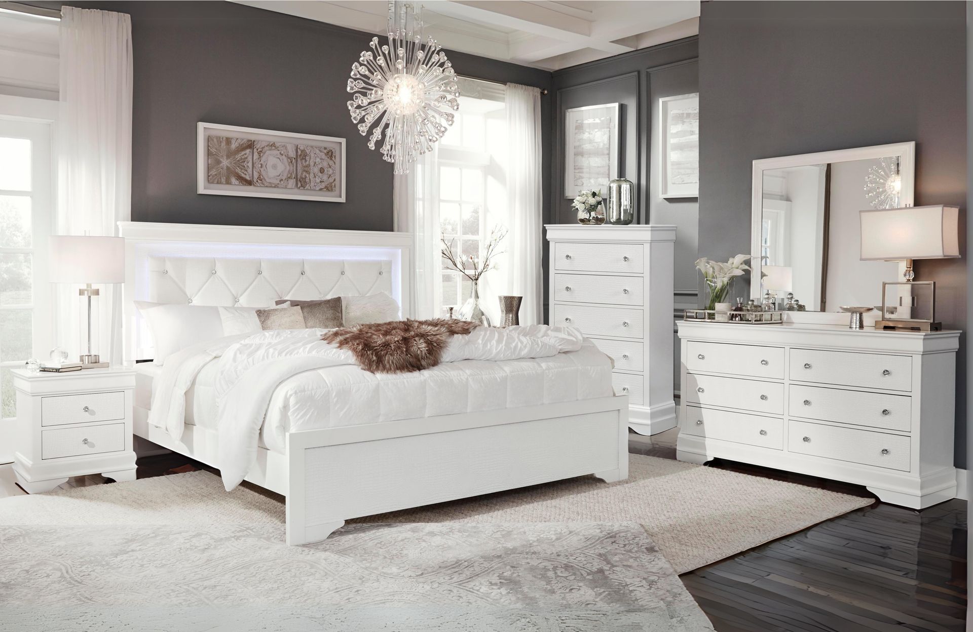 POMPEI METALLIC WHITE BEDROOM
