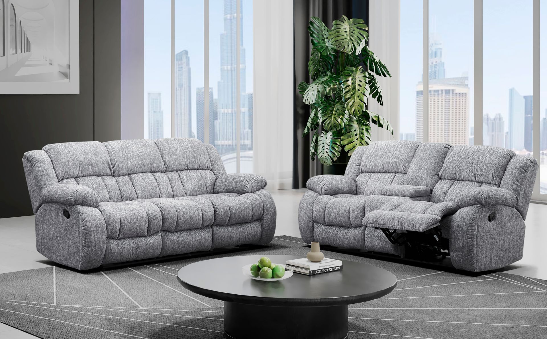 A living room filled with furniture and a coffee table.